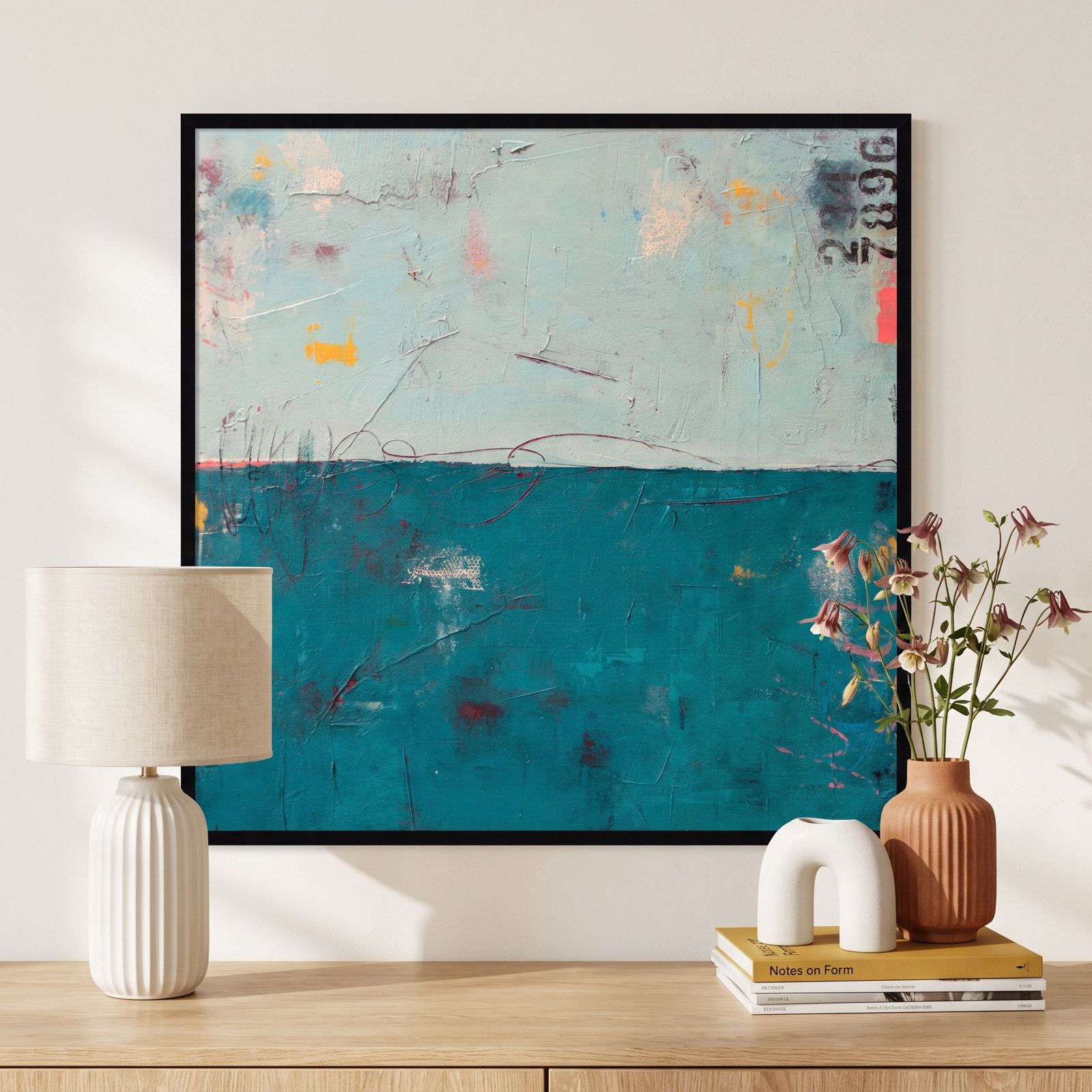 Blue Bay Hideaway Print by Erin Ashley, 41" H x 42" W, Black