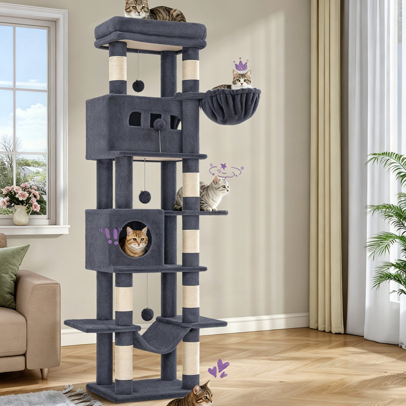 Arbre à chat Batholo, H 82,6 po x l 43,3 po x P 29,5 po, Gris foncé
