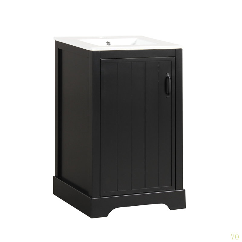 Meuble-lavabo de 20 po avec lavabo, armoire de salle de bain avec porte à fermeture douce, support de rangement et tablette réglable