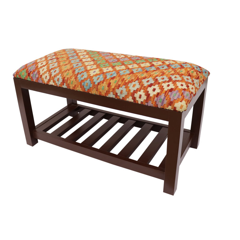 Banc de rangement rembourré avec tablettes