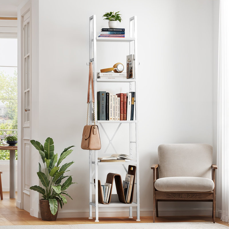 170cm H x 35cm W Metal Ladder Bookcase, White