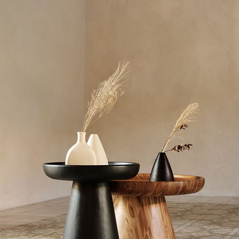 Batea Solid Wood End Table, Charcoal 