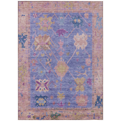 Machine Washable Indoor/Outdoor Xhevrie Purple Rug