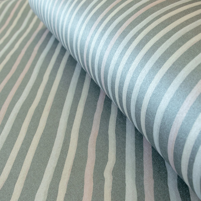 Alecxander Smooth Glitter Stripes 10.05m x 53cm Wallpaper Roll, Dark Green