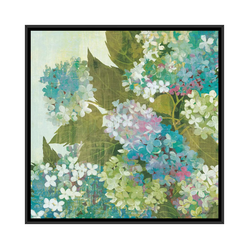 « peint fleuri », reproduction sur toile, H 26 po x l 26 po x P 1,5 po, Toile avec cadre noir, Pas de tapis