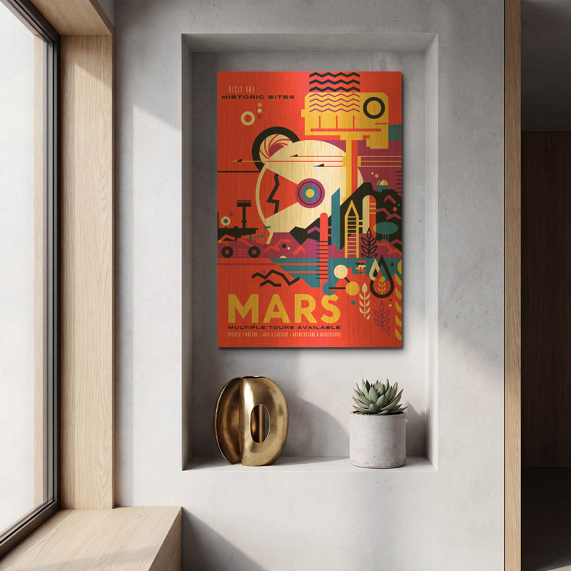  «Mars» par la NASA, art mural en métal doré, 12 po x 16 po, 12 po x 16 po