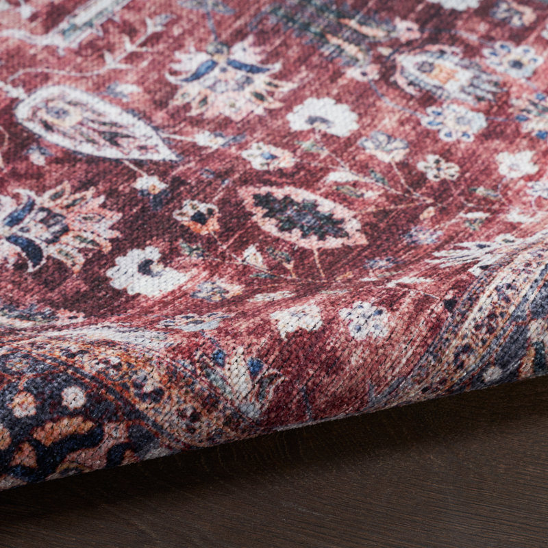 Machine Washable Persian Brick Ivory Area Rug, Rectangle 9'2" x 12'