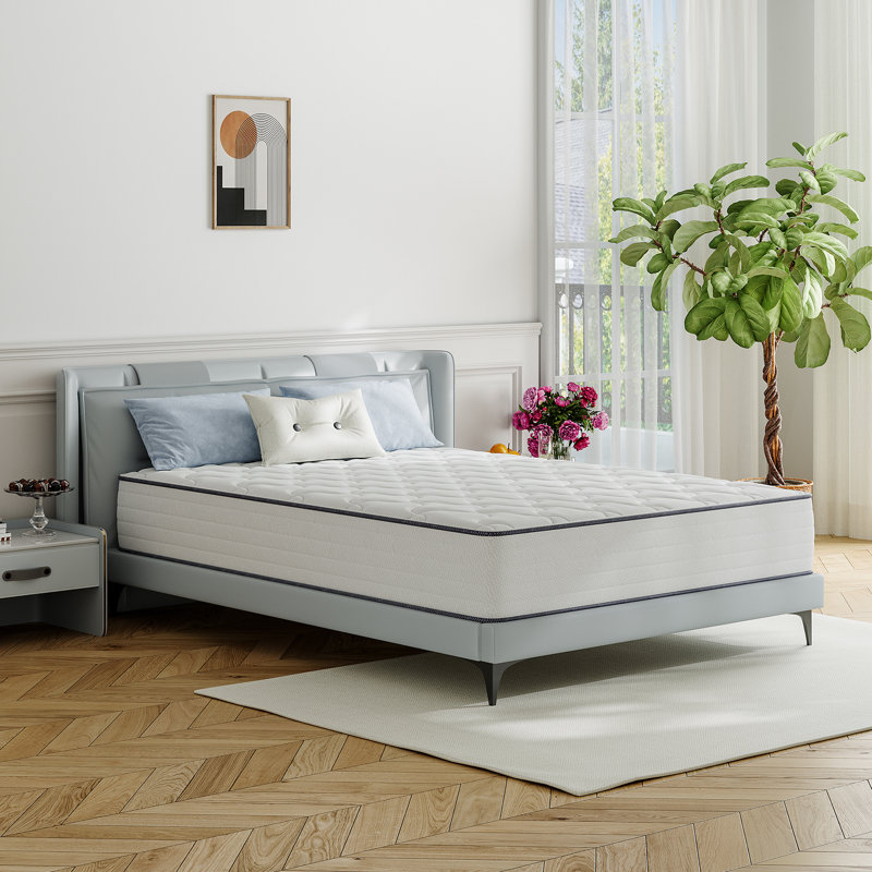 Matelas hybride en mousse viscoélastique de refroidissement moyenne de 8 po Alwyn Home Craigatempin, Lit simple