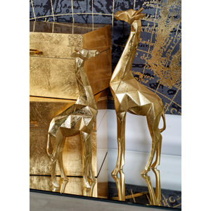 CosmoLiving by Cosmopolitan Gold Polystone Giraffe Sculpture Set of 2 12", 15"H