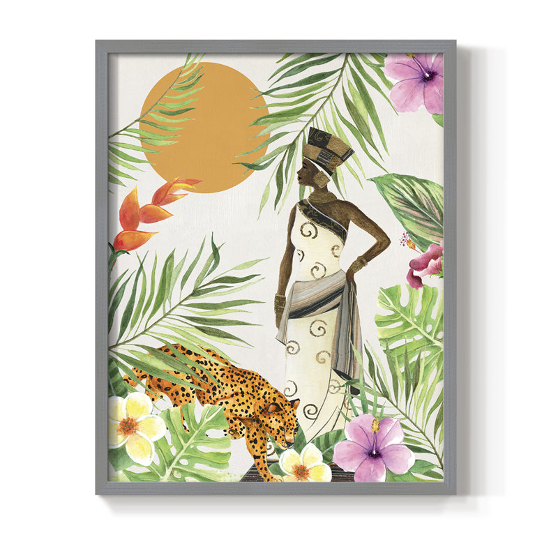 Feline Tropics II, reproduction encadrée - bois massif, Gris, H 21 po x l 17 po