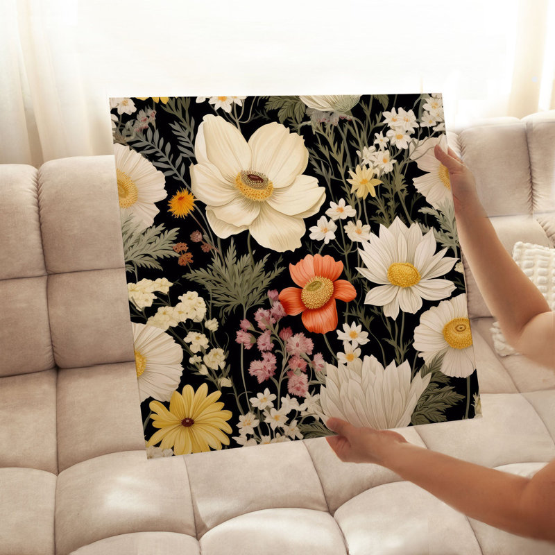 Impression florale florale sauvage, H 16 po x l 16 po
