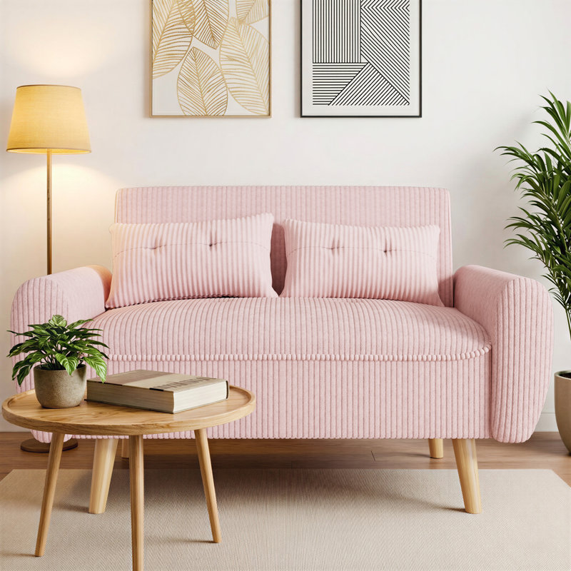 Julizza 49" Upholstered Sofa Loveseat, Pink