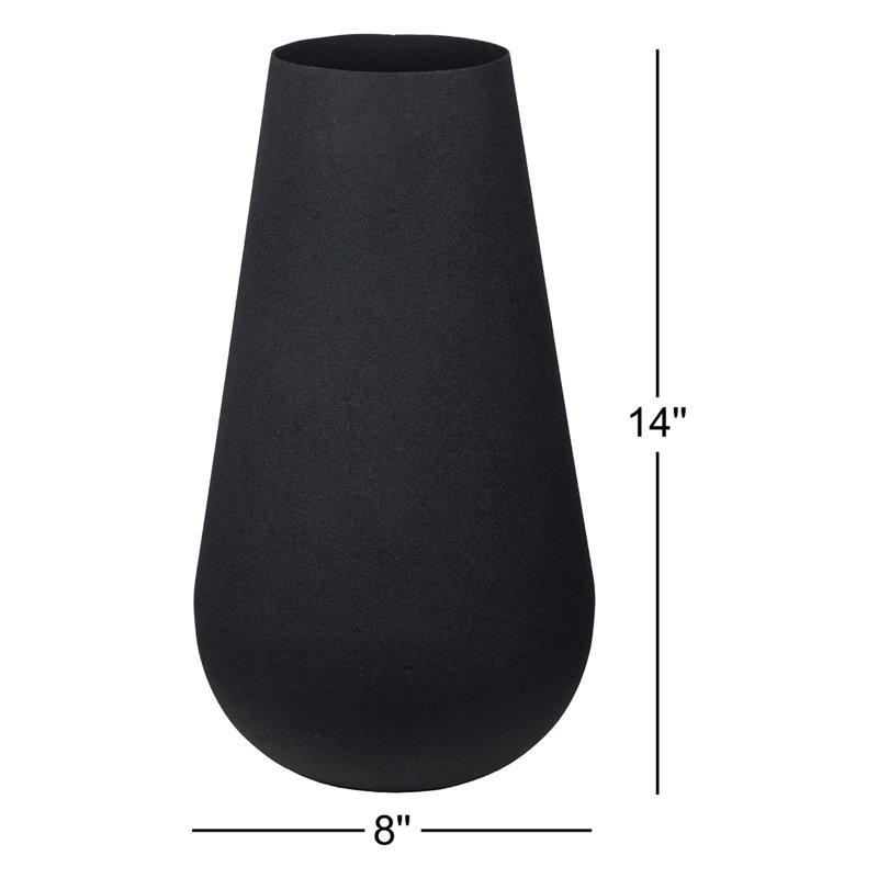 Matte Black 14'' Metal Table Vase