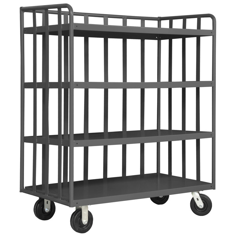 80.13'' W Book Cart with Wheels, 57.5" H x 56" W x 25" D
