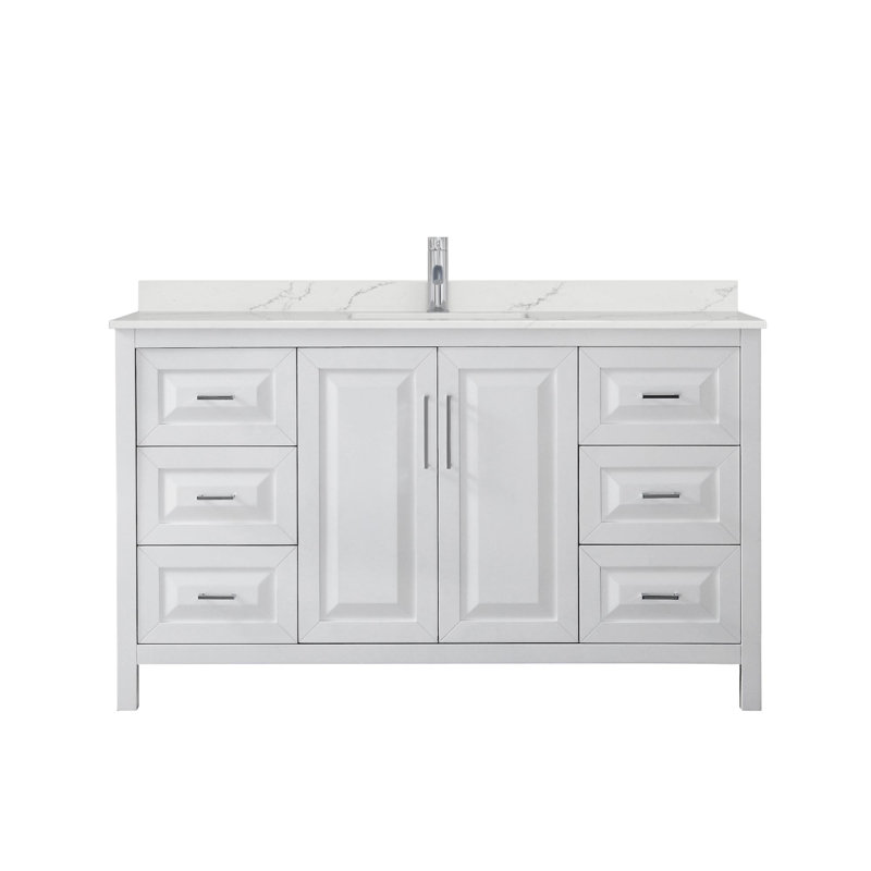 Daria 60'' W Vanity, White, Polished Chrome, Giotto Quartz