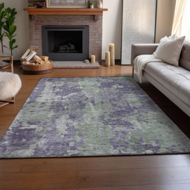 Premium Machine Washable Cerrito AMF573 Purple Rug, Rectangle 2'6" x 3'10"
