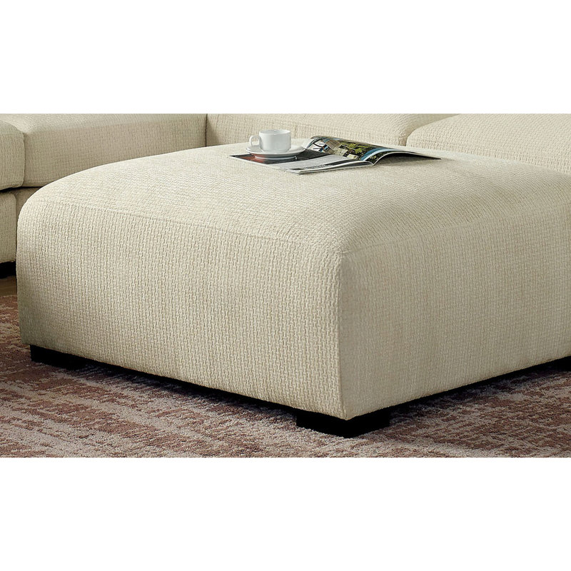 Repose-pieds rembourré de style contemporain, Chenille beige
