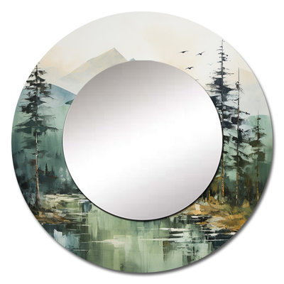 Bold Landscape Canada Emerald Wilderness I - Canada Large Wall Mirror, Traditional Round Decorative Mirror, Printed Metal Art