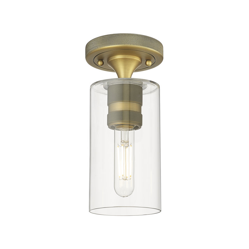 Plafonnier encastré 1 lumière Crown Point, Laiton brossé, H 9,63 po x l 4 po X P 4,5, Clair
