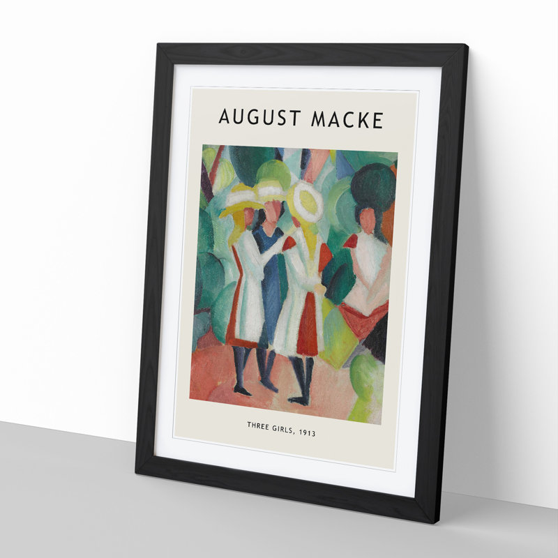 Three Girls by August Macke - Picture Frame Painting, 36cm H x 27cm W x 2cm D, Black Framed