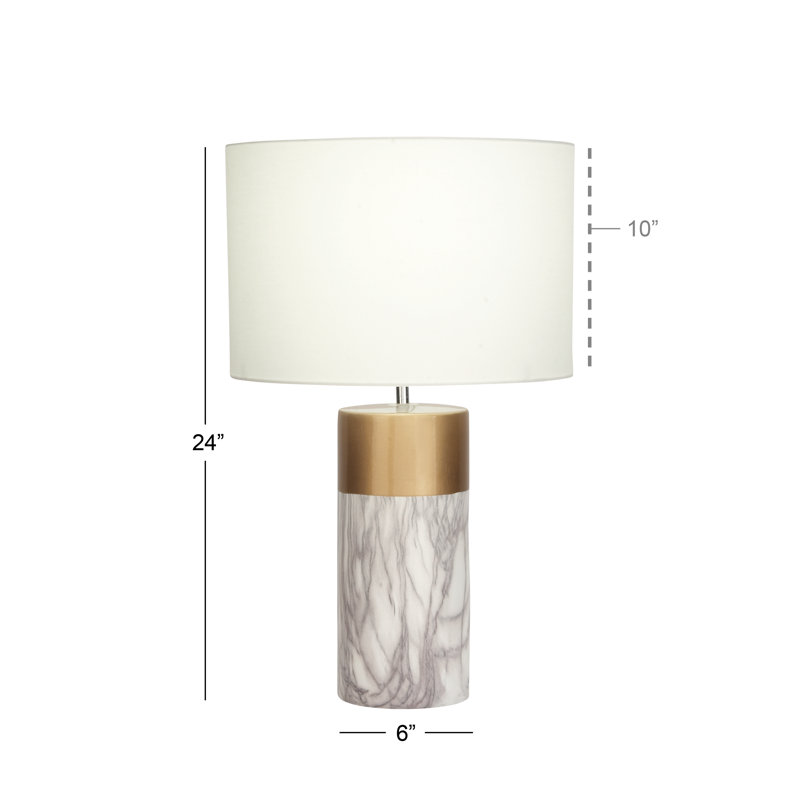 Lampe de table en céramique 24 po, Blanc / doré