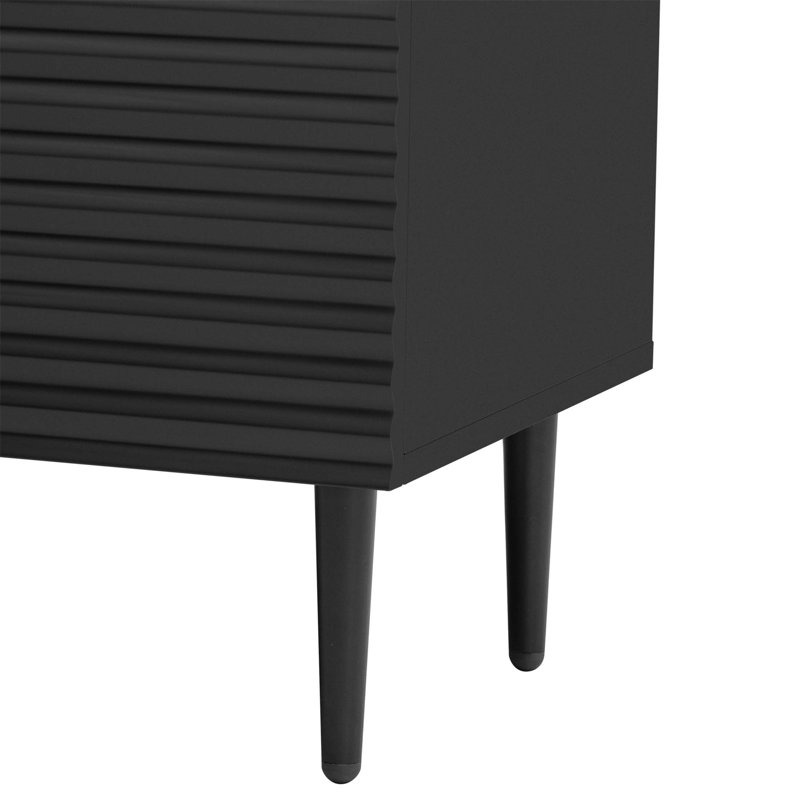 Ensemble de 2 armoires latérales minimalistes modernes Mirod, solution de rangement polyvalente, tablettes réglables, conception élégante de porte géométrique, parfait comme meuble télé