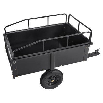 Heavy Duty ATV Trailer Steel Dump Cart, 750-Pound  Black Steel Heavy-Duty Construction