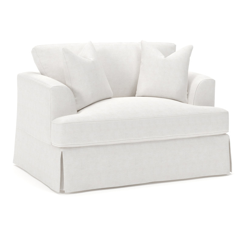 Lucia Slipcovered Chair and a Half, Nomad Snow Crypton® Chenille