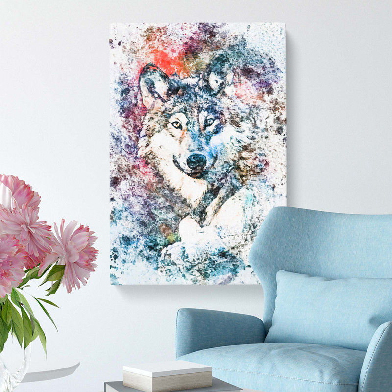 Wolf in Abstract - Wrapped Canvas, 60 cm H x 40 cm W