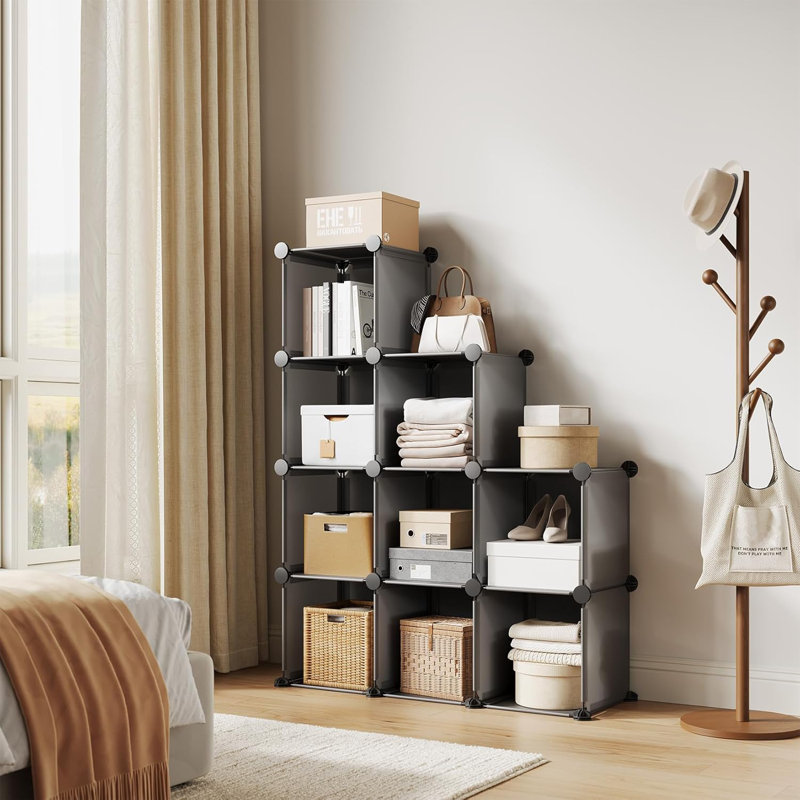 Cube Storage Organizer - Heavy-Duty Modular Cube Shelf, 11.8" x 11.8" x 11.8" Stackable DIY Closet Shelves with Anti-Tip Feet & Tool Kit