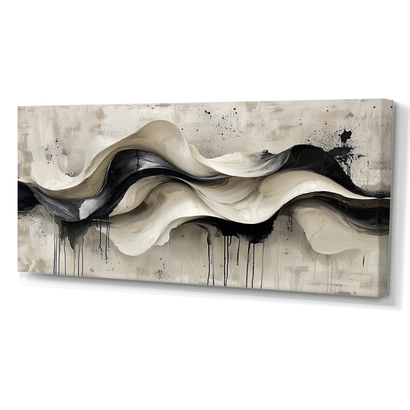Art mural mural "Vagues modernes abstraites", H 28 po x l 60 po, Wrapped Canvas, Ne s’applique pas