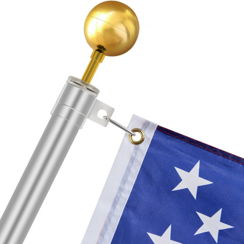 Mât de drapeau 25 pi télescopique américain, Argent