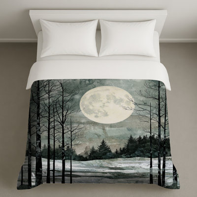 Full Moon Winter Landscape Duvet Covers