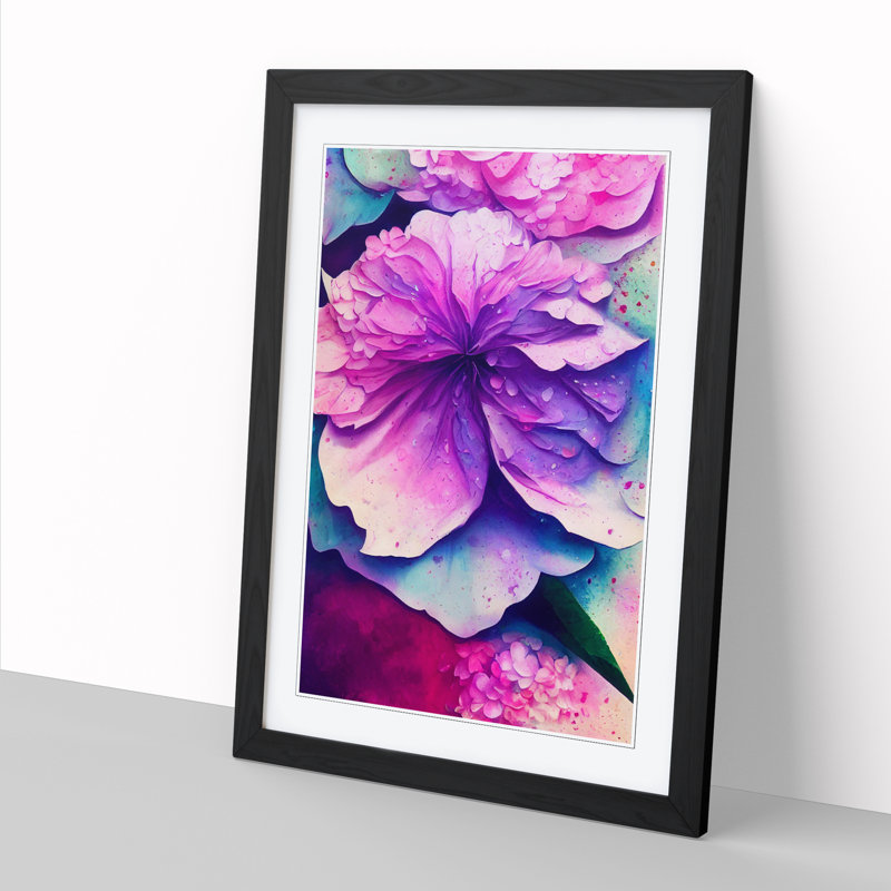 Nowaczyk Hydrangea Flower Paint Splatter Vol.2 1 Piece Wall Art, 46cm H x 34cm W x 2cm D, Walnut