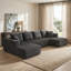 Canapé modulaire de 132,1 pouces, canapé en velours côtelé en forme de U avec méridienne double, canapé nuage surdimensionné pour salon, appartement, gris-1245072353
