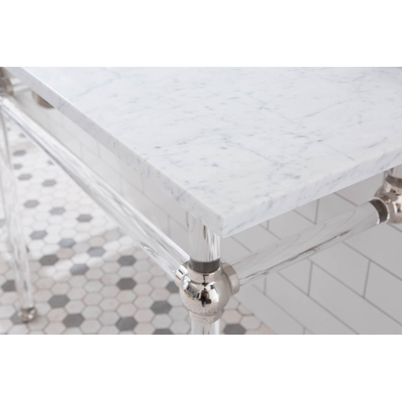 Empire Stone Oval Console Bathroom Sink with Faucet and Overflow, Polished Nickel