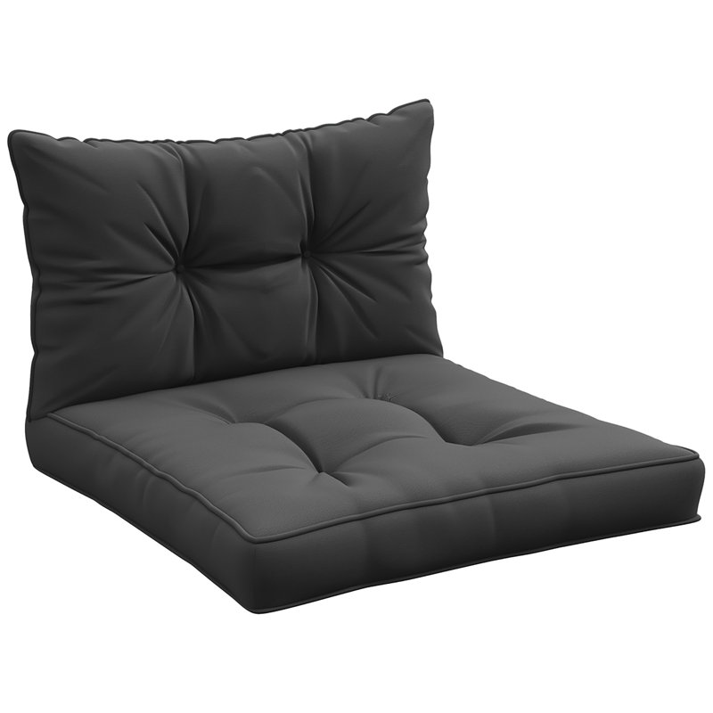 Coussins de chaise d'extérieur pour siège et dossier, jardin, gris