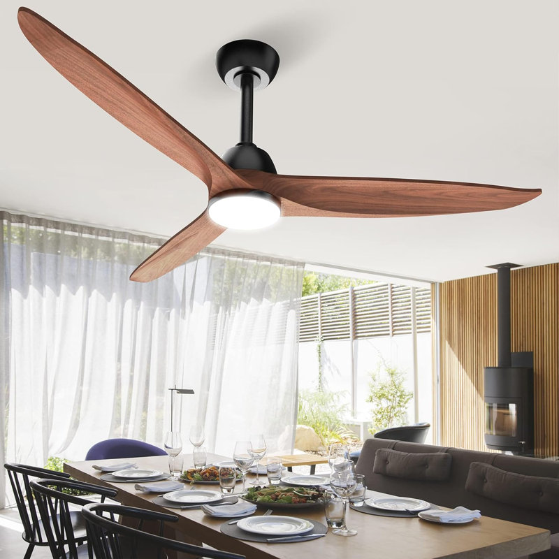 Ventilateurs de plafond avec lumières, Noir mat, 165 tr / min, Bois de noyer foncé