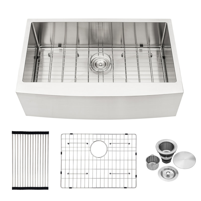 30'' Brushed Nickel Farmhouse Single Bowl Stainless Steel Kitchen Sink