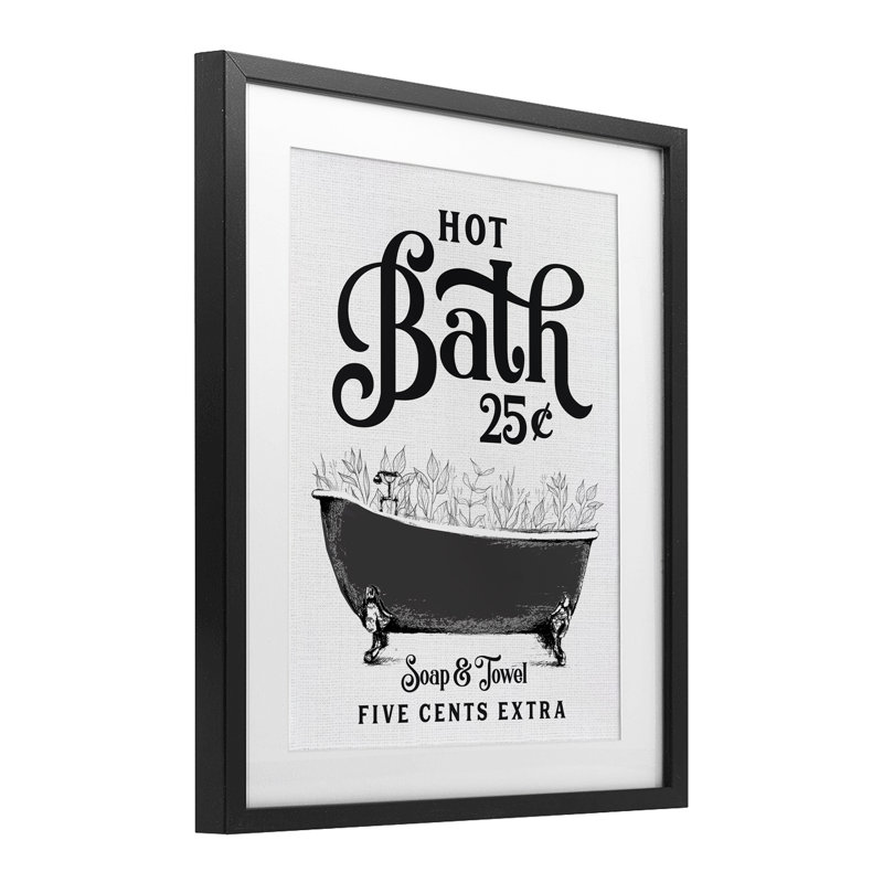 «Hot Bath with Bubbles», reproduction encadrée sous verre, signée lettrée et doublée, H 21 po x l 17 po, Noir