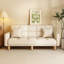 Canapé-lit standard en bois manufacturé beige et blanc, en coton et lin Burlywood-1663807186