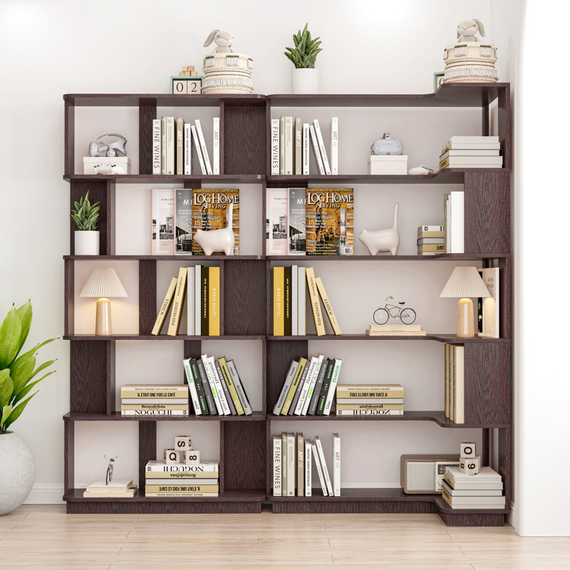Bibliothèque d'angle peu encombrante avec combinaison libre et extensible, ensemble de 2 tablettes pour un agencement de bureau à domicile flexible