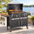 Large Charcoal Grill with Adjustable Charcoal Trays, Cast Iron Grates, Built-In Chimney & Foldable Side Tables