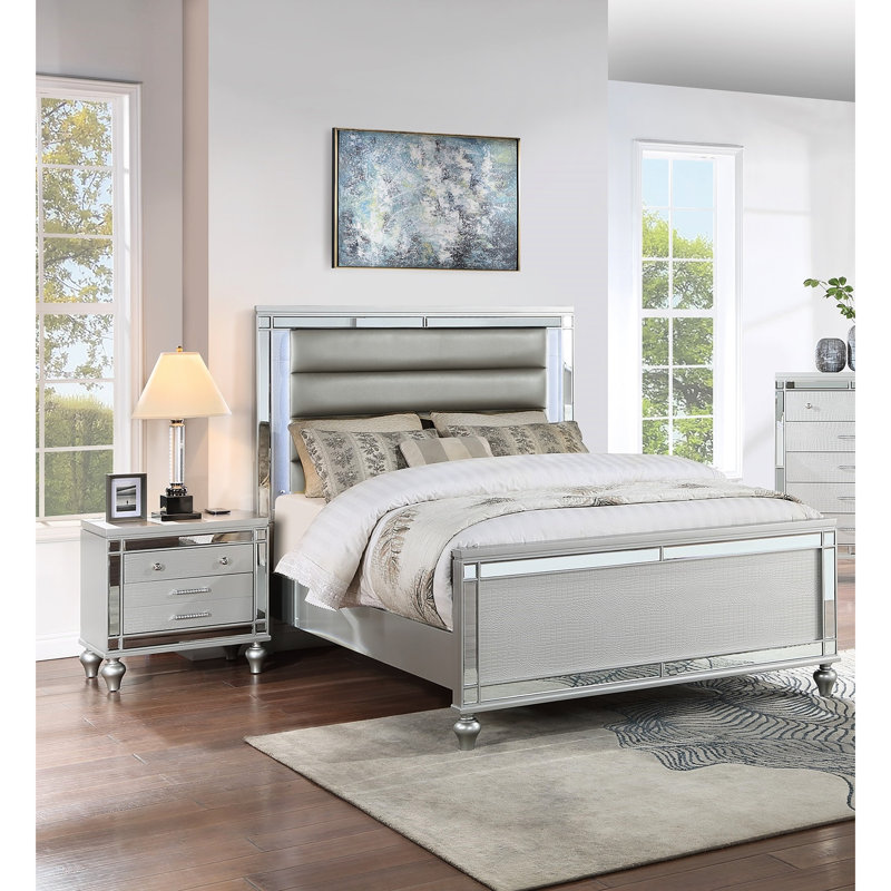 Contemporary Bedroom Nightstand With Modern Design, Wireless Charging And 2 Storage Drawers For Luxury Bedside Table Drawers, Elegant Look Stylish