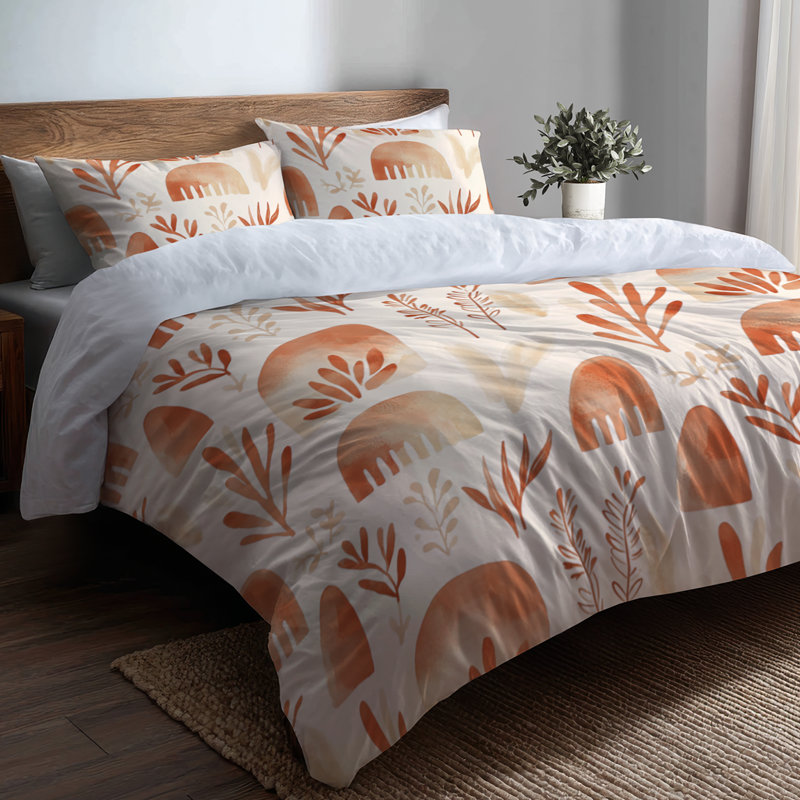 Ensemble de literie abstraite 3 pièces - Ensemble de housse de couette et de coussins Boho Terra Orange