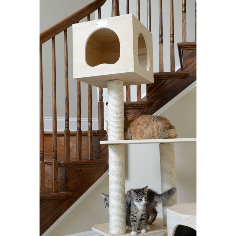85'' Natural Scots Pine and Sisal Cat Tree with Playhouses