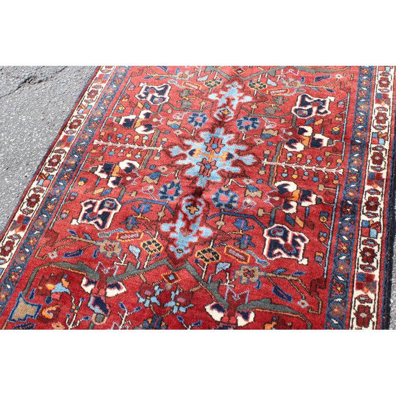 Tapis rouge 3X5 Vintage | Tapis oriental tribal tribal | Tapis bohémien Kazak | Tapis fait à la main