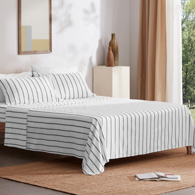Ensemble de draps rayés en sergé de microfibre
