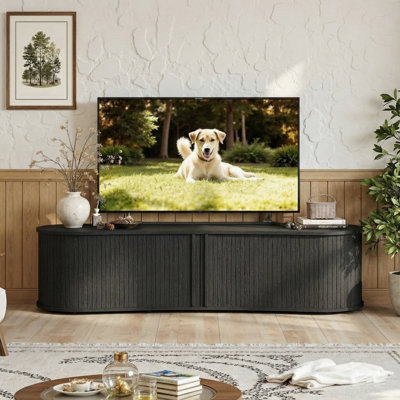 Aurel Buchheit Modern 59.1" Fluted TV Stand With Open Storage And Sliding Door