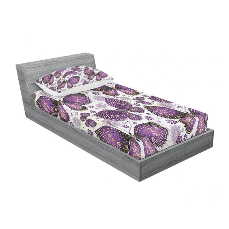 Microfiber Floral Sheet Set, Twin Sheet Set with Fitted Sheet